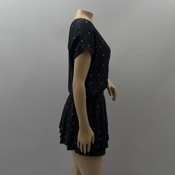 Rails Dress Women S Black Lucca Rainbow Butterfly Print Mini Ruffle Casual NWT - Picture 7 of 11
